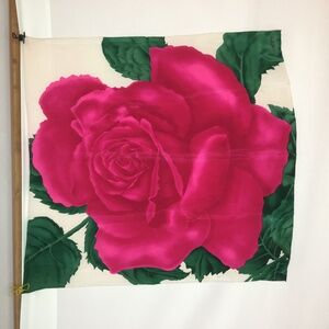 Liberty London Large Pink Rose Silk Scarf Floral Statement Vintage